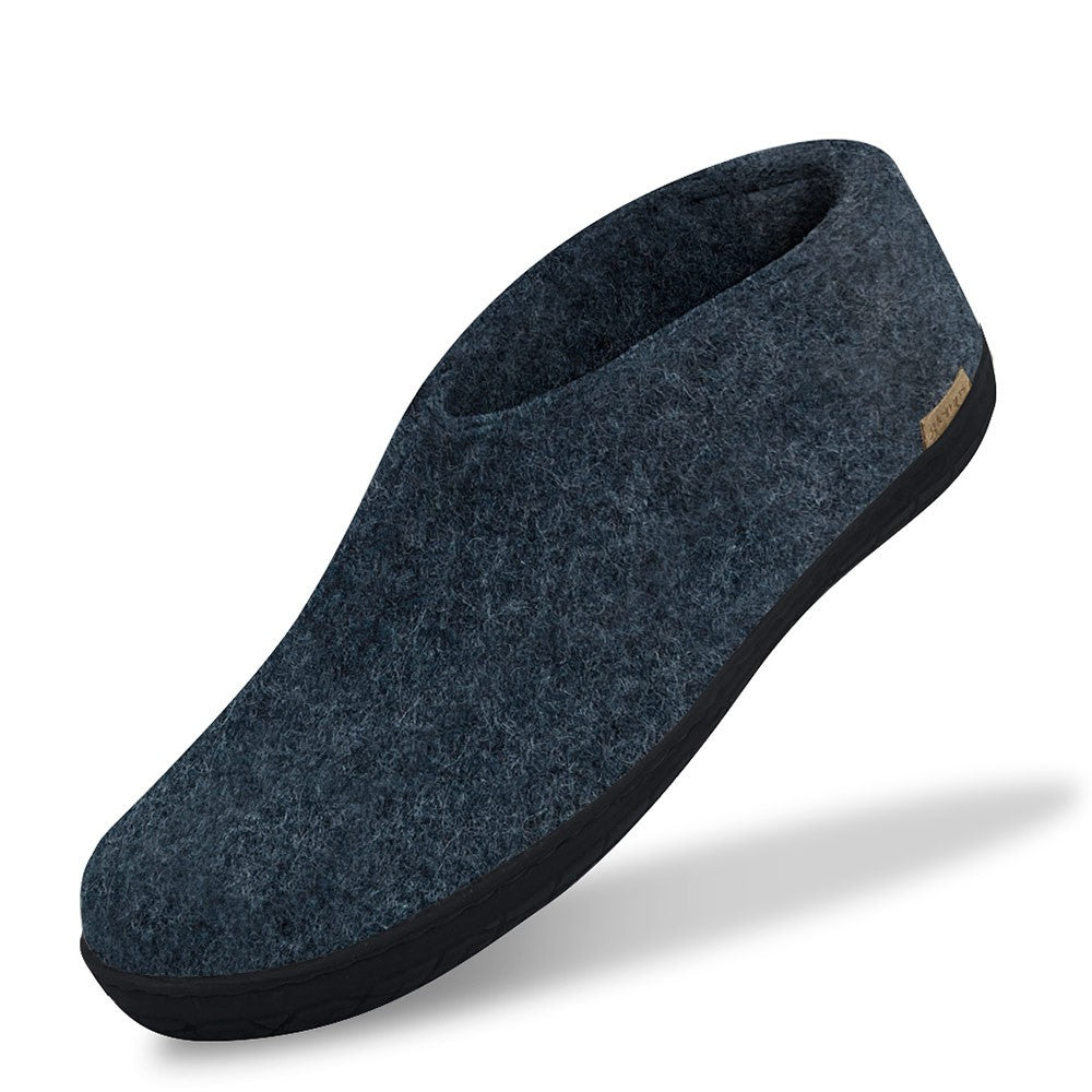 Glerups Felt Black Rubber Sole Shoe - Denim