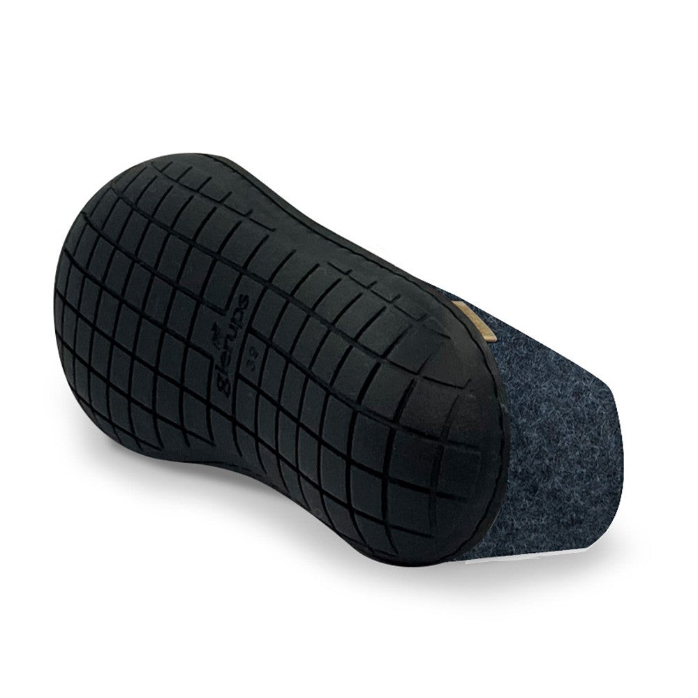 Glerups Felt Black Rubber Sole Shoe - Denim