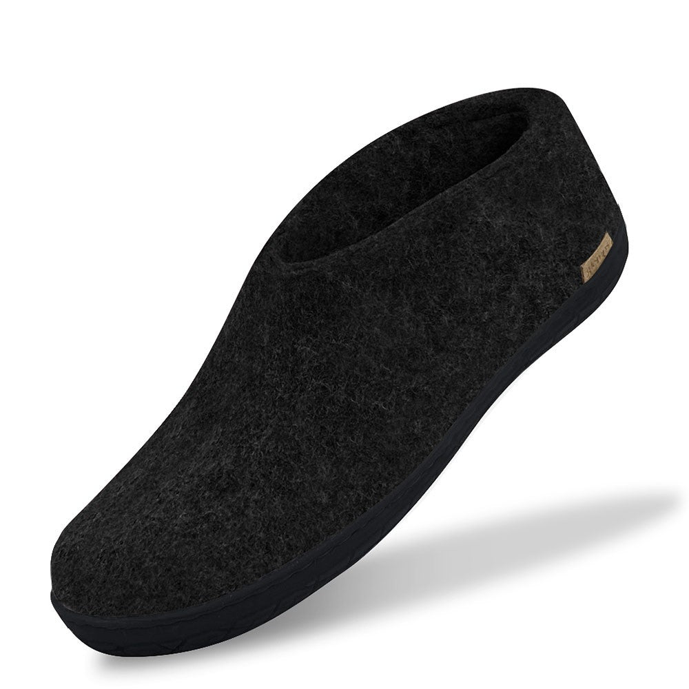 Glerups Felt Black Rubber Sole Shoe - Charcoal