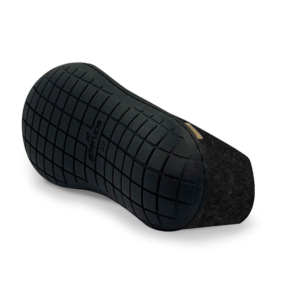 Glerups Felt Black Rubber Sole Shoe - Charcoal