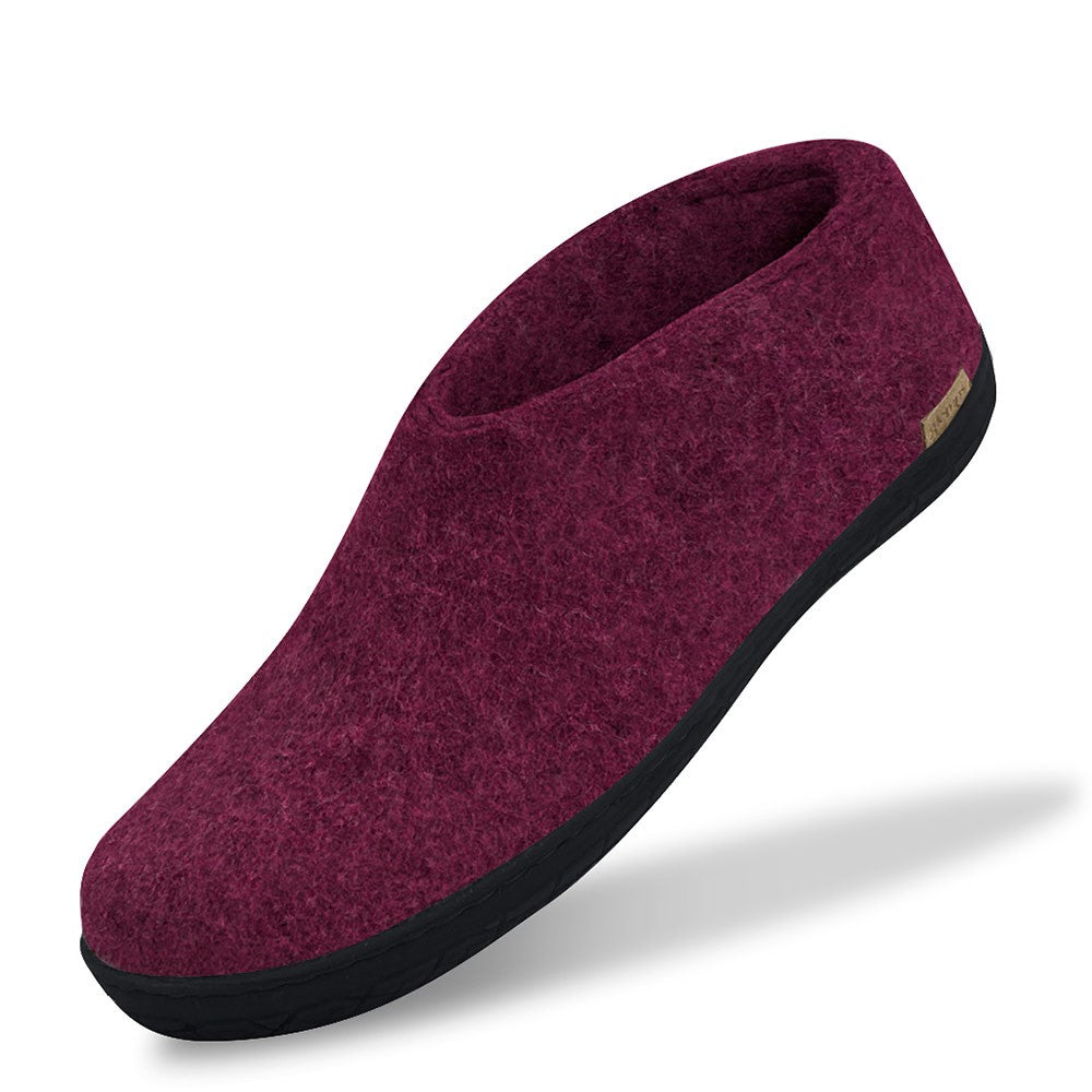 Glerups Felt Black Rubber Sole Shoe - Cranberry