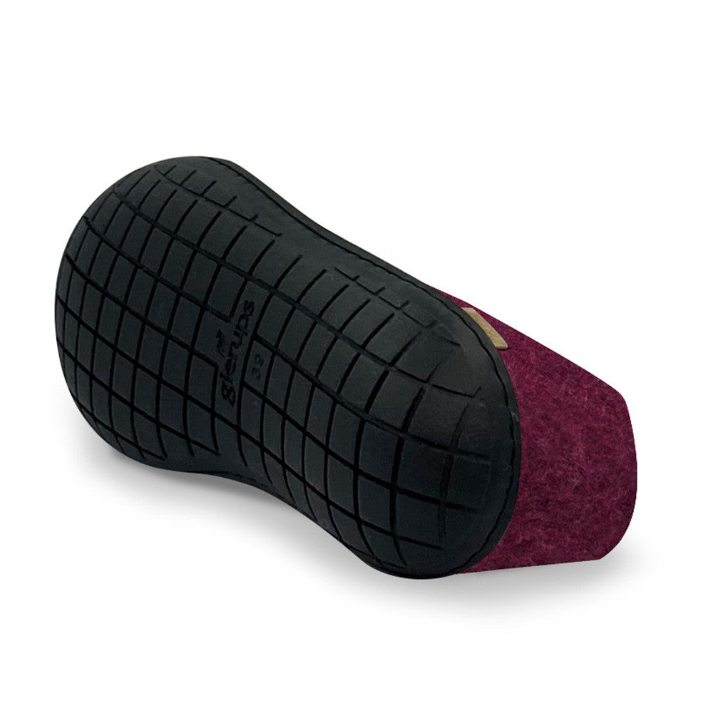 Glerups Felt Black Rubber Sole Shoe - Cranberry