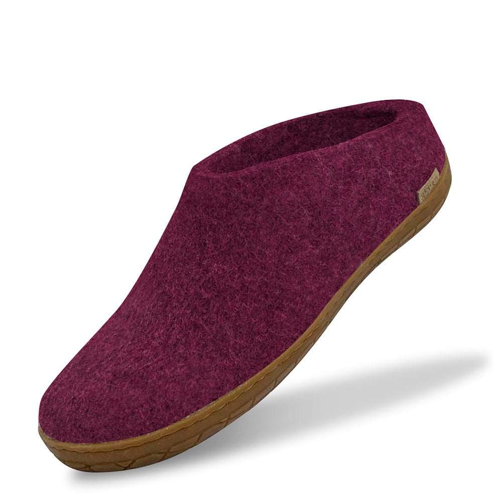 Glerups Felt Rubber Sole Mule - Cranberry