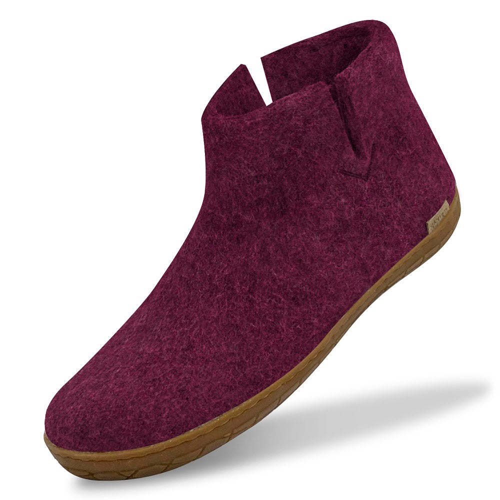 Glerups Felt Rubber Sole Boot - Cranberry