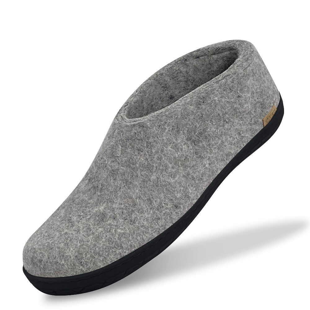 Glerups Felt Black Rubber Sole Shoe - Grey