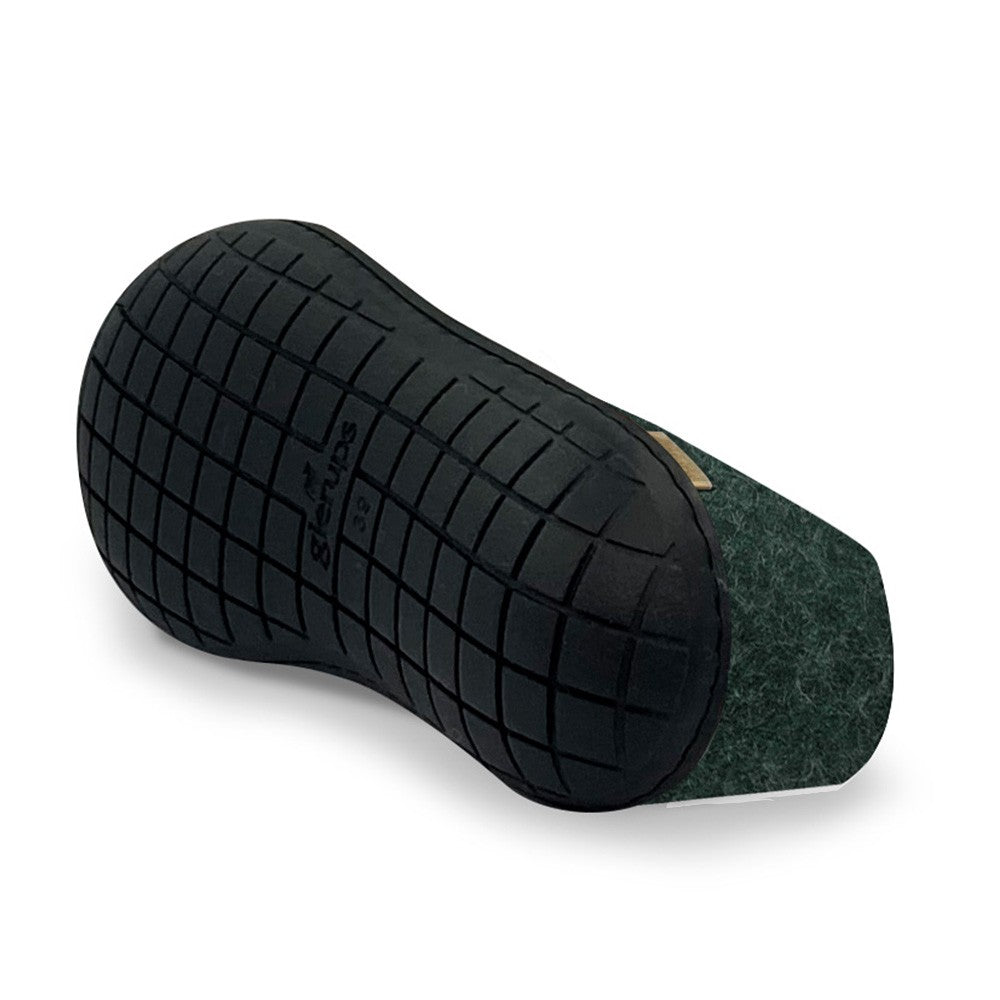 Glerups Felt Black Rubber Sole Shoe - Forest