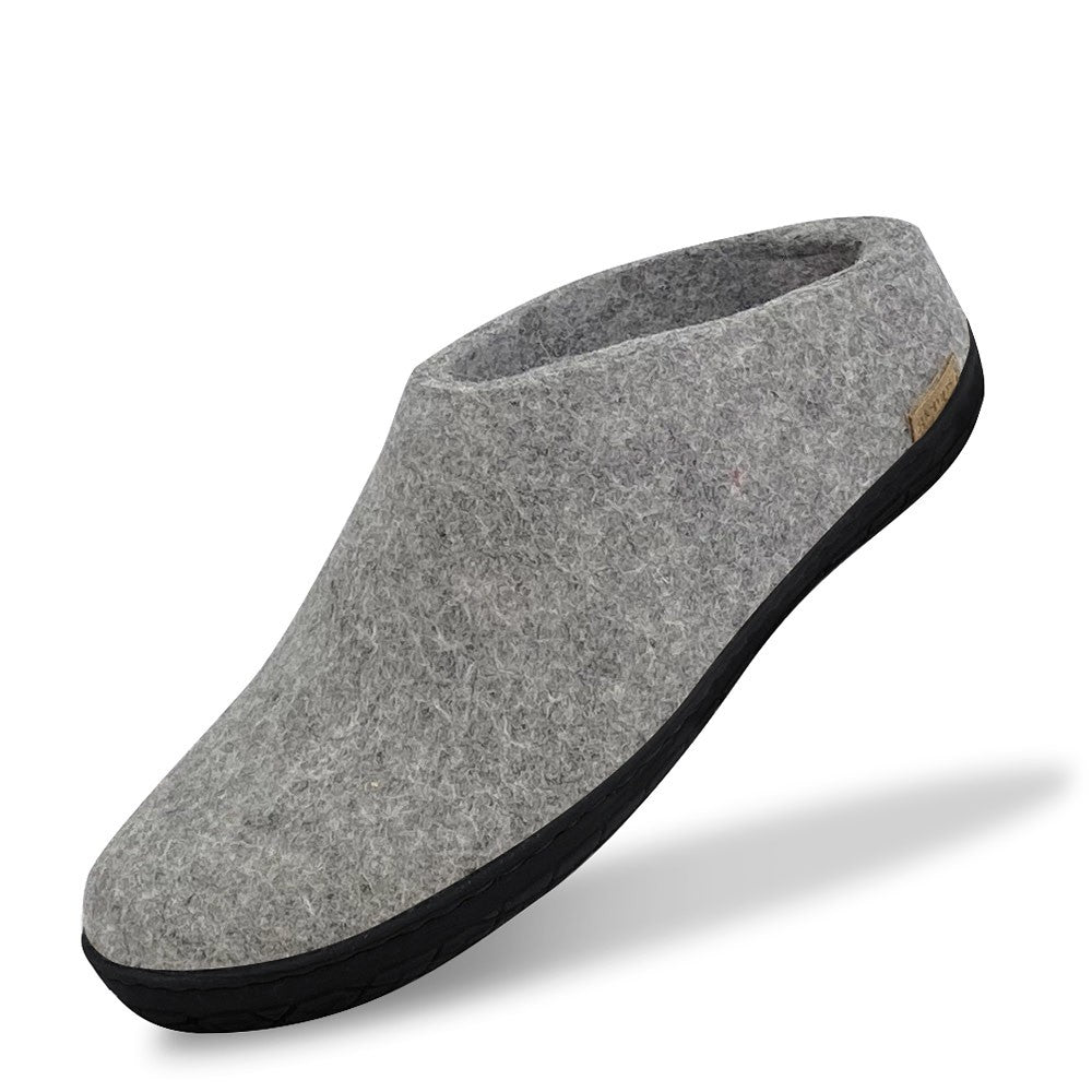 Glerups Felt Black Rubber Sole Mule - Grey