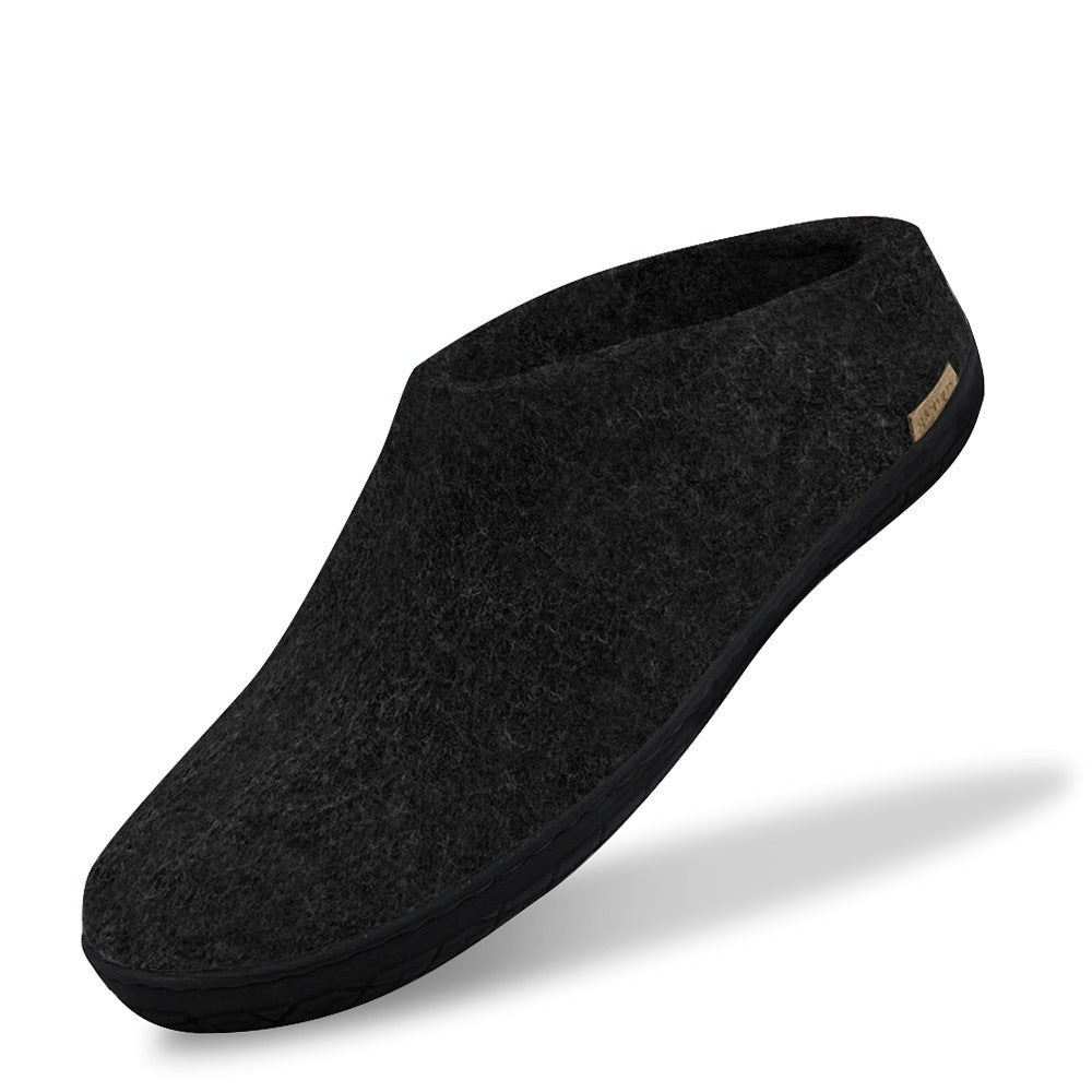 Glerups Felt Black Rubber Sole Mule - Charcoal