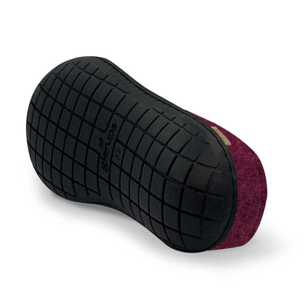 Glerups Felt Black Rubber Sole Mule - Cranberry