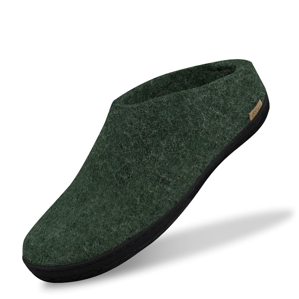 Glerups Felt Black Rubber Sole Mule - Forest