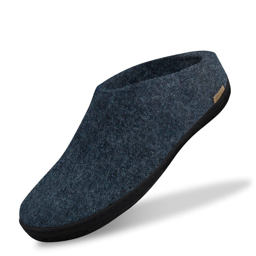 Glerups Felt Black Rubber Sole Mule - Denim