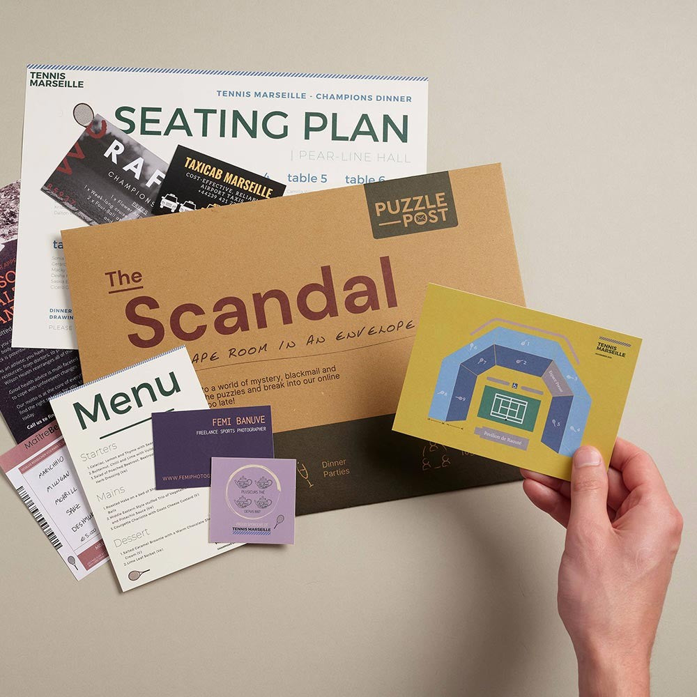 The Scandal Escape Room in an Envelope by Puzzle Post