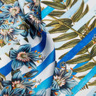 Flora Danica Royal Blue Striped Small Silk Scarf