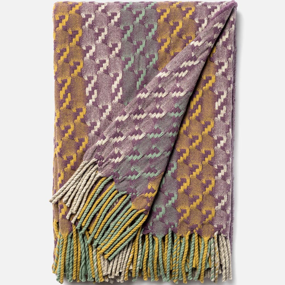 Burel Noor Wool Blanket - Multicolour Purple