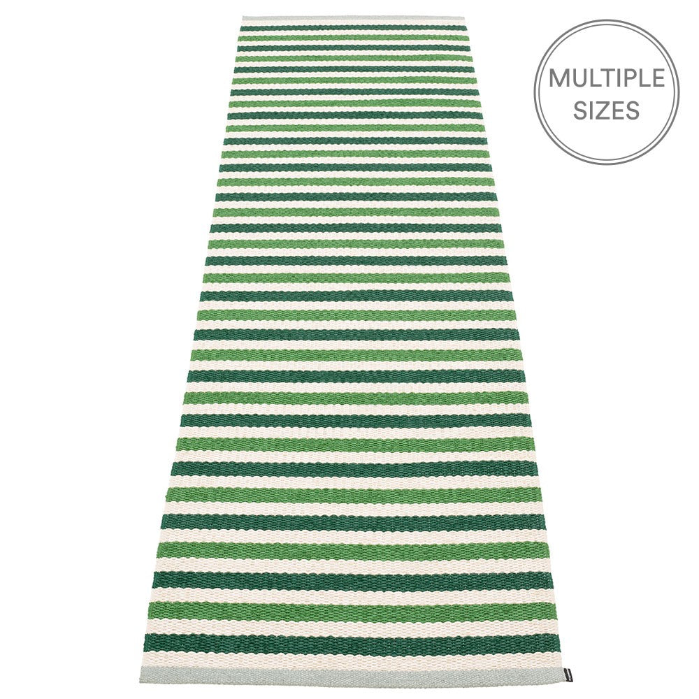 Pappelina Teo Runner - Dark Green : Grass Green : Vanilla - 70 x 240 cm