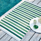 Pappelina Teo Runner - Dark Green : Grass Green : Vanilla - 70 x 120 cm