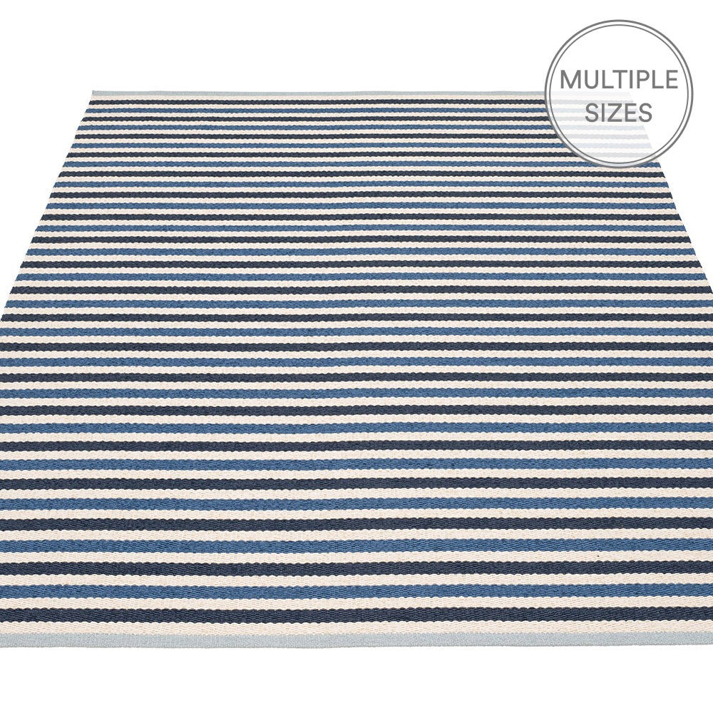 Pappelina Teo Rug - Denim : Dark Blue : Vanilla - 180 x 260 cm