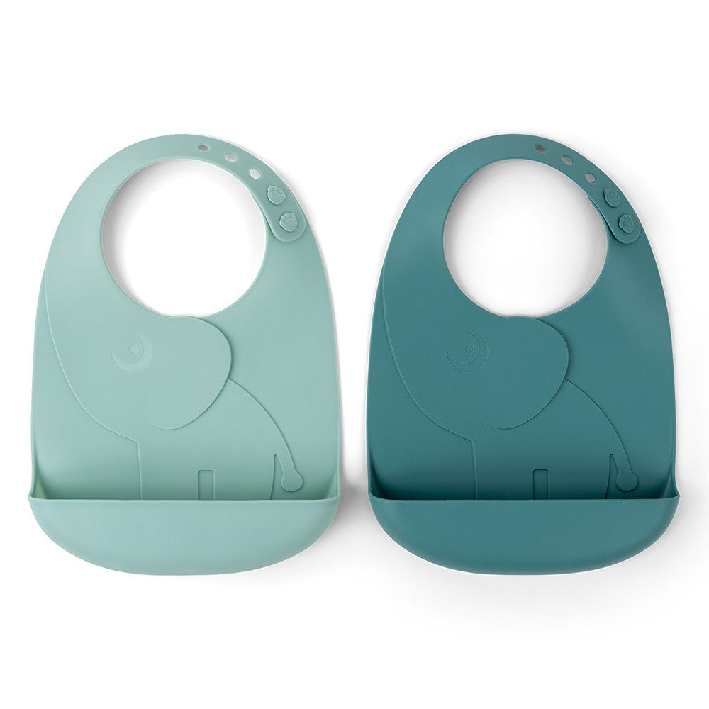 Done by Deer Peekaboo Bib 2-pack - Elphee Blue