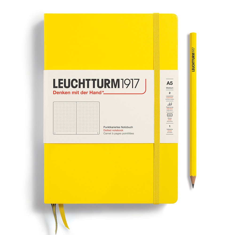 Leuchtturm1917 A5 Dotted Hardcover Notebook - Lemon