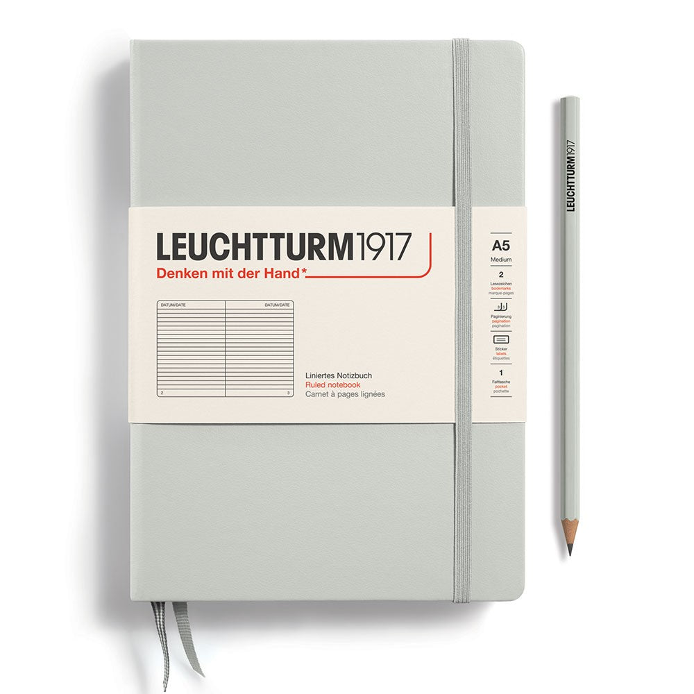 Leuchtturm1917 A5 Ruled Hardcover Notebook - Light Grey