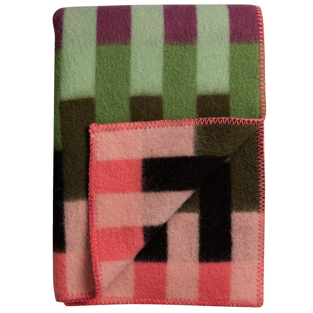 Røros Tweed Åsmund Bold Throw 135 x 200 cm - Pink & Green 