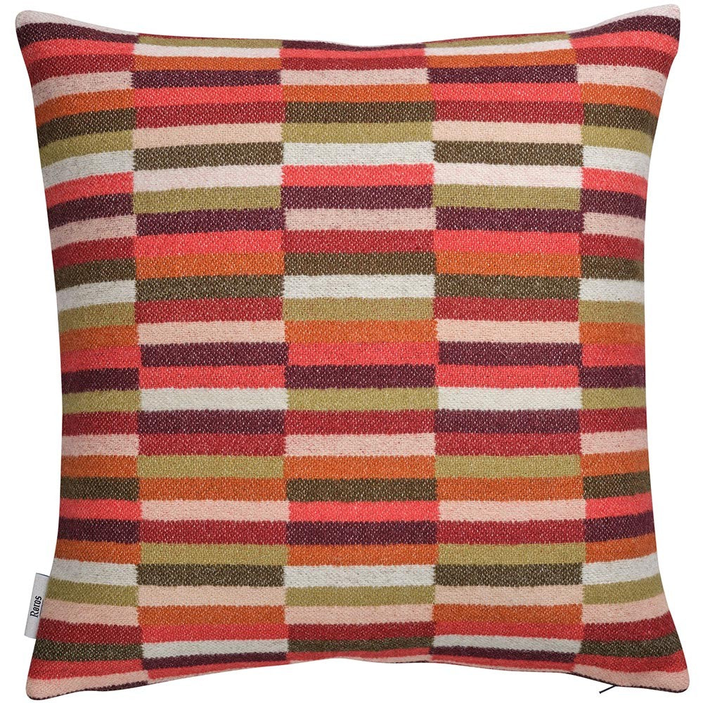 Røros Tweed Ida Wool Cushion - Red Shades - Back