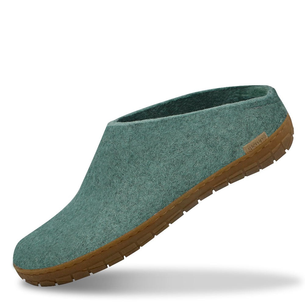 Glerups Felted Wool Rubber Sole Mule - North Sea