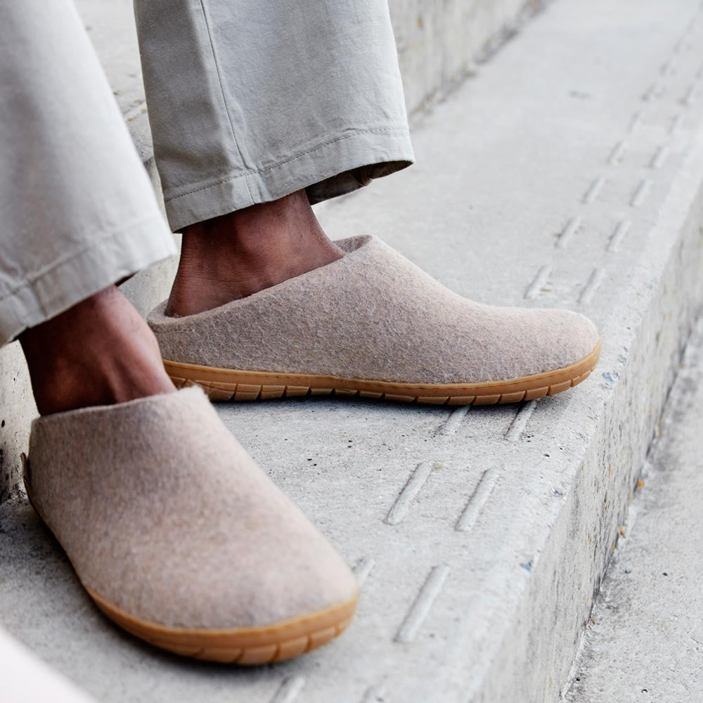 Glerups Felted Wool Rubber Sole Mule - Sand