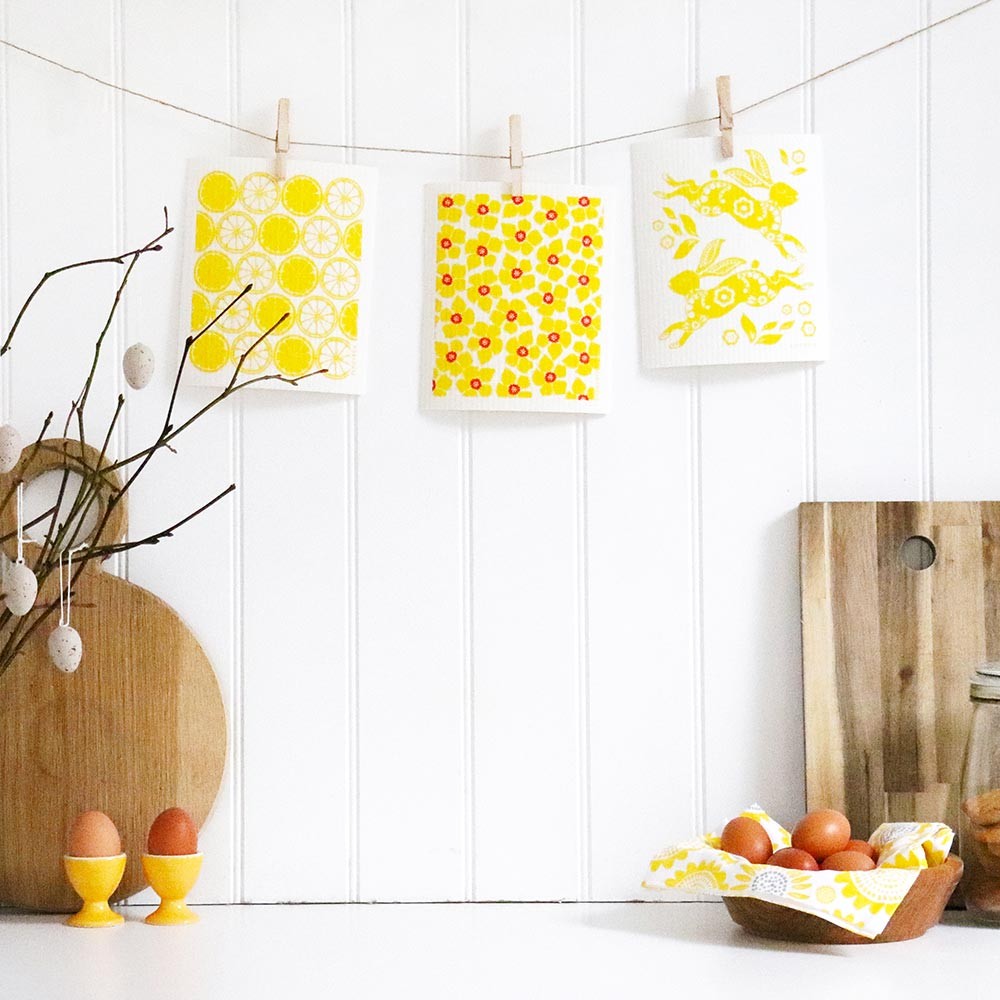 Jangneus Cellulose Dishcloth - Yellow Flower