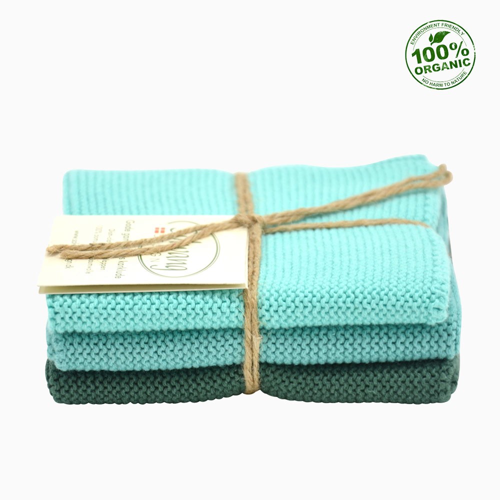 Solwang Cotton Dishcloths - Petrol Trio