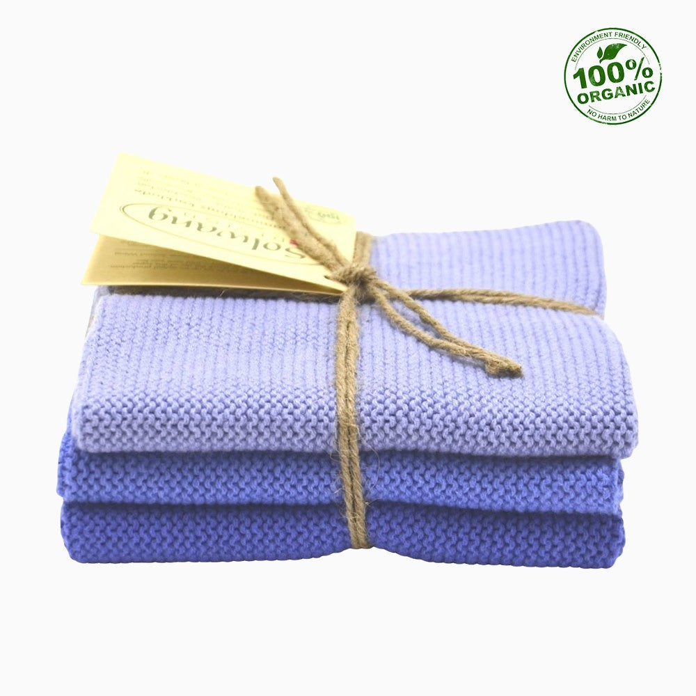 Solwang Cotton Dishcloths - Cornflower Blue Trio