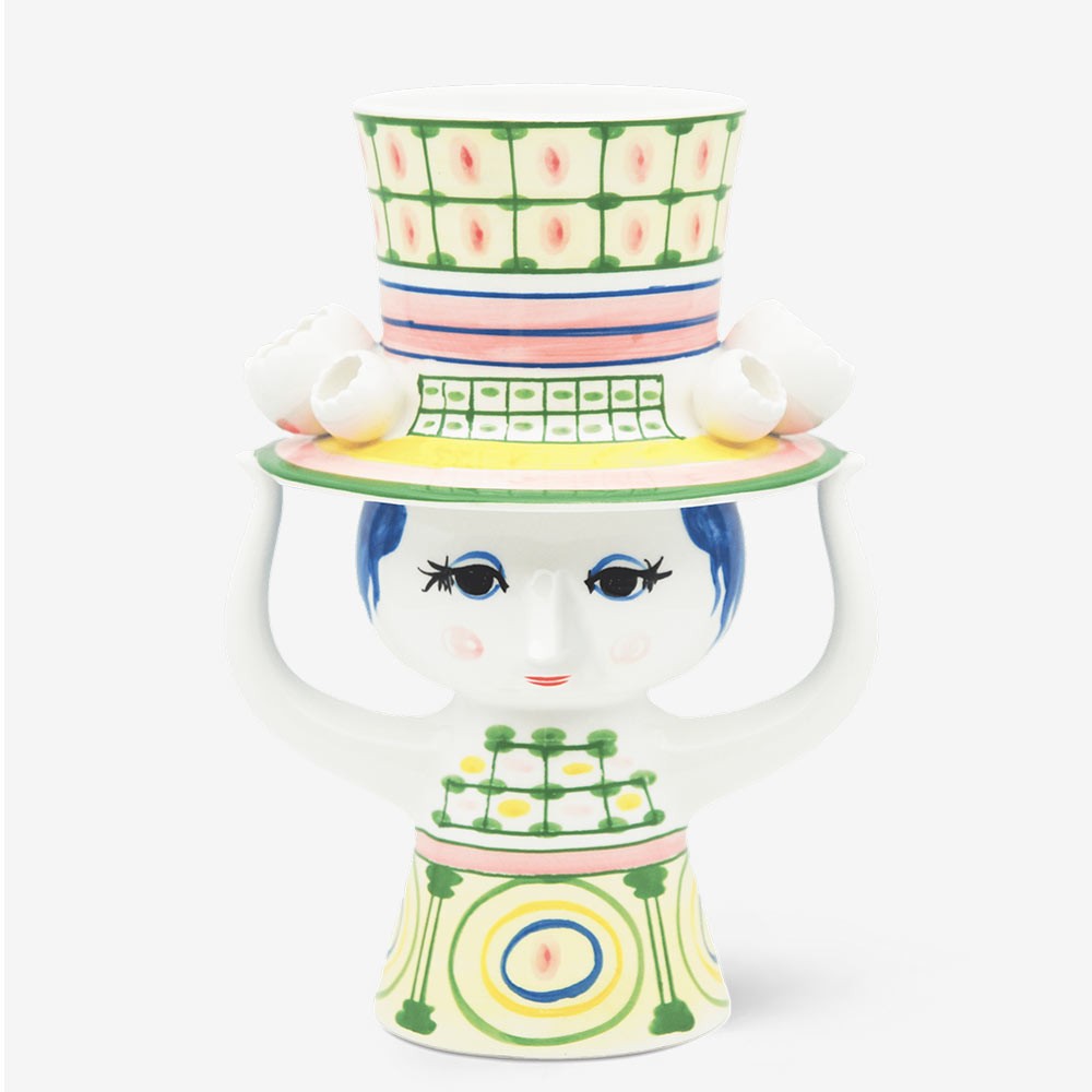 Bjørn Wiinblad Green Lady with Hat Vase - 24.5 cm 