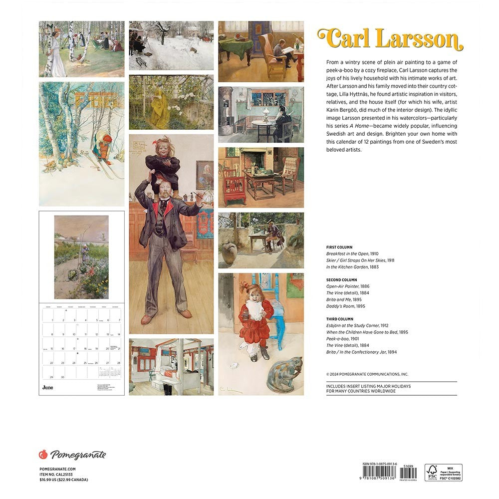 Carl Larsson 2025 Wall Calendar