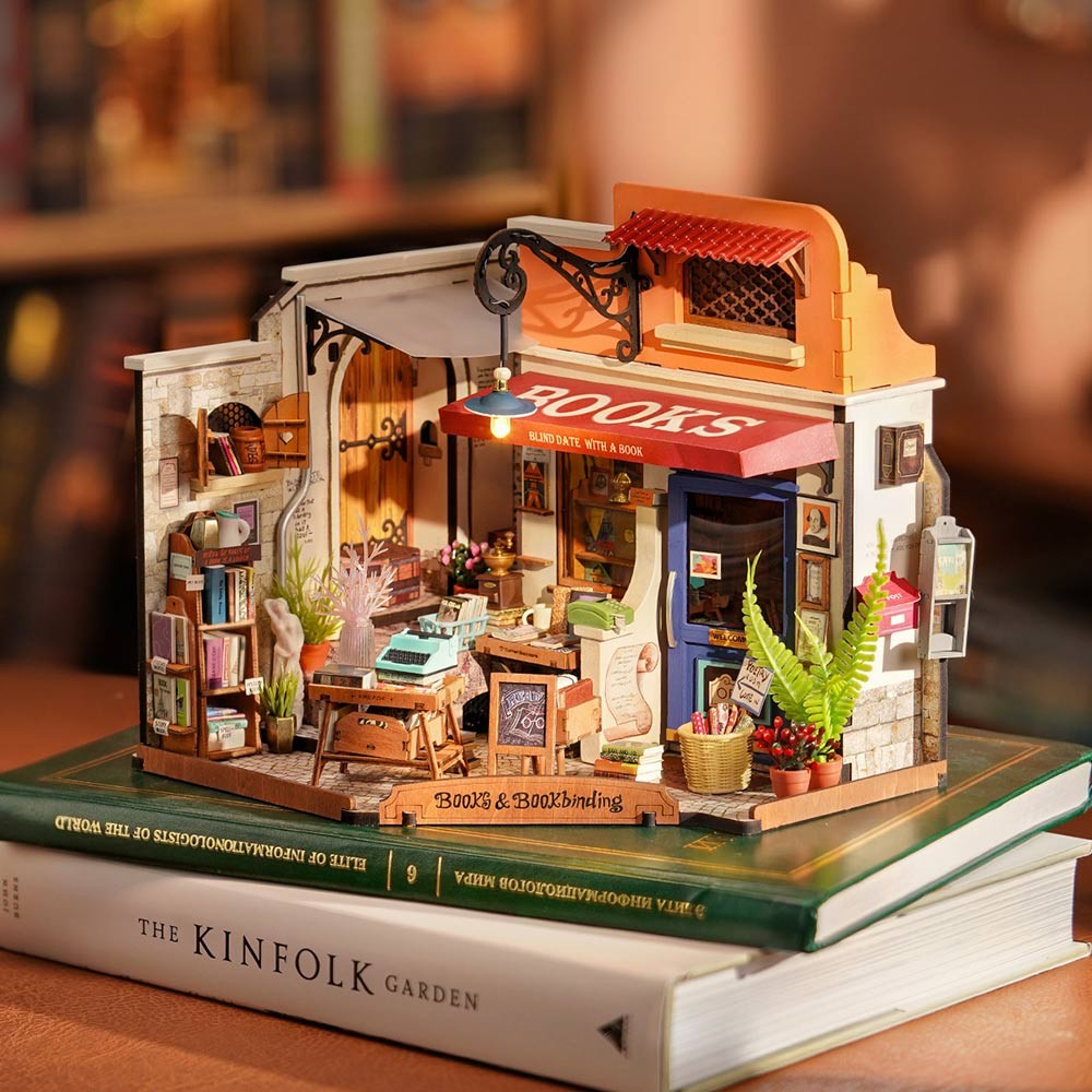 Corner Bookshop DIY Miniature Kit by Rolife