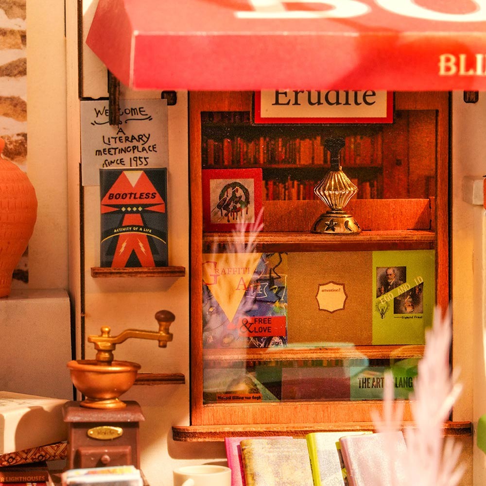 Corner Bookshop DIY Miniature Kit by Rolife