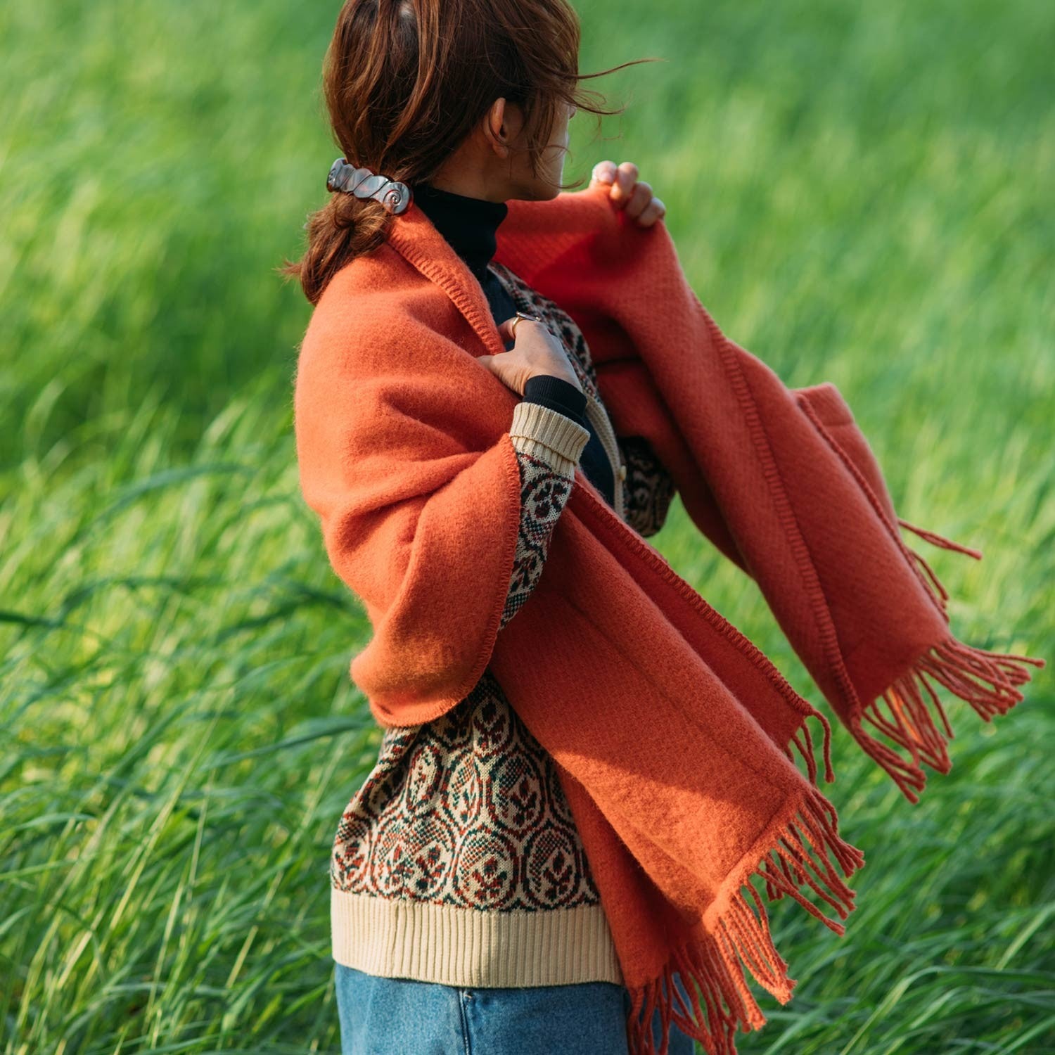 Lapuan Kankurit Uni Pocket Shawl - Peach