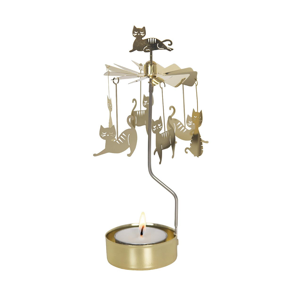 Pluto Design decorative candle holder with cat designs on a white background