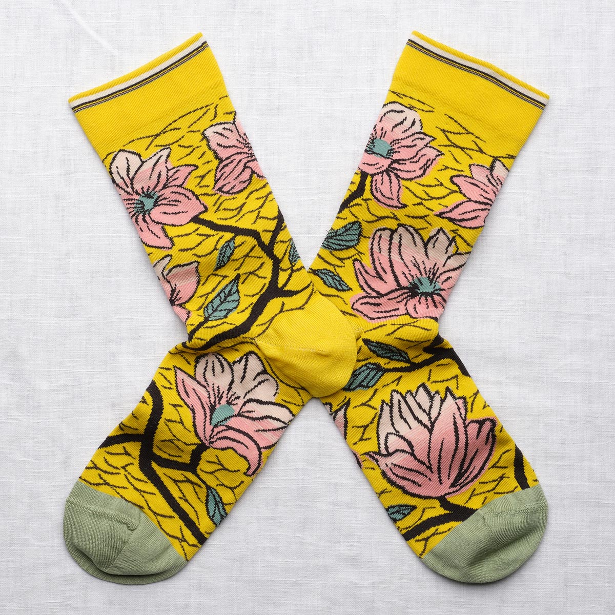 Bonne Maison Pink Flower Sulphur Socks