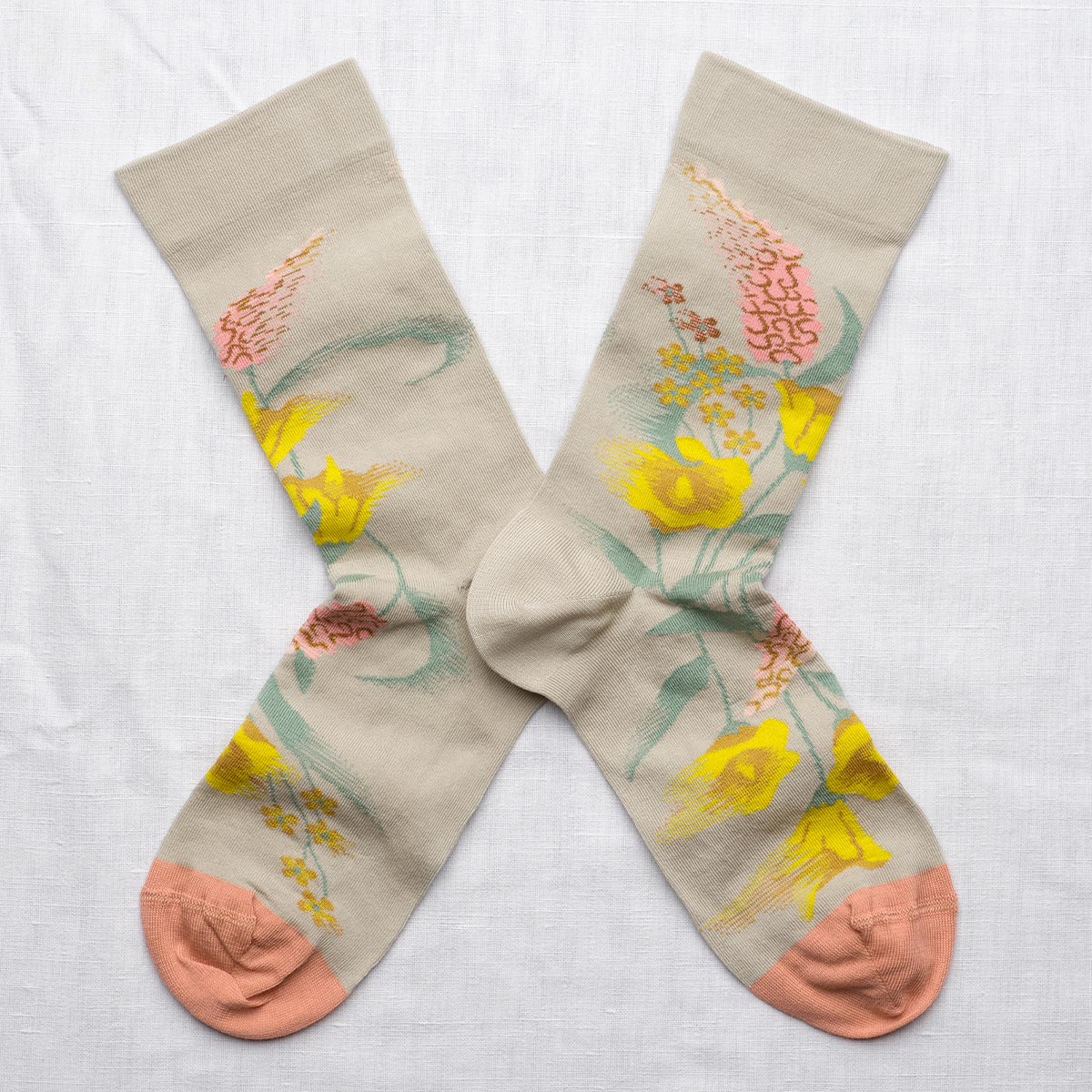 Bonne Maison Yellow Flower Celadon Socks