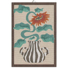 Ekelund 'Amanda' hand towel with an artistic sunflower in a black and white striped handled vase
