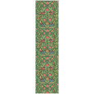 Ekelund 'Fagelliv' table runner with pink and orange flowers, and birds on a green background.