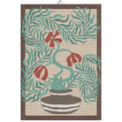 Ekelund 'lollo' Hand towel with red flowers and green artistic leaves blooming out of a black and white striped vase