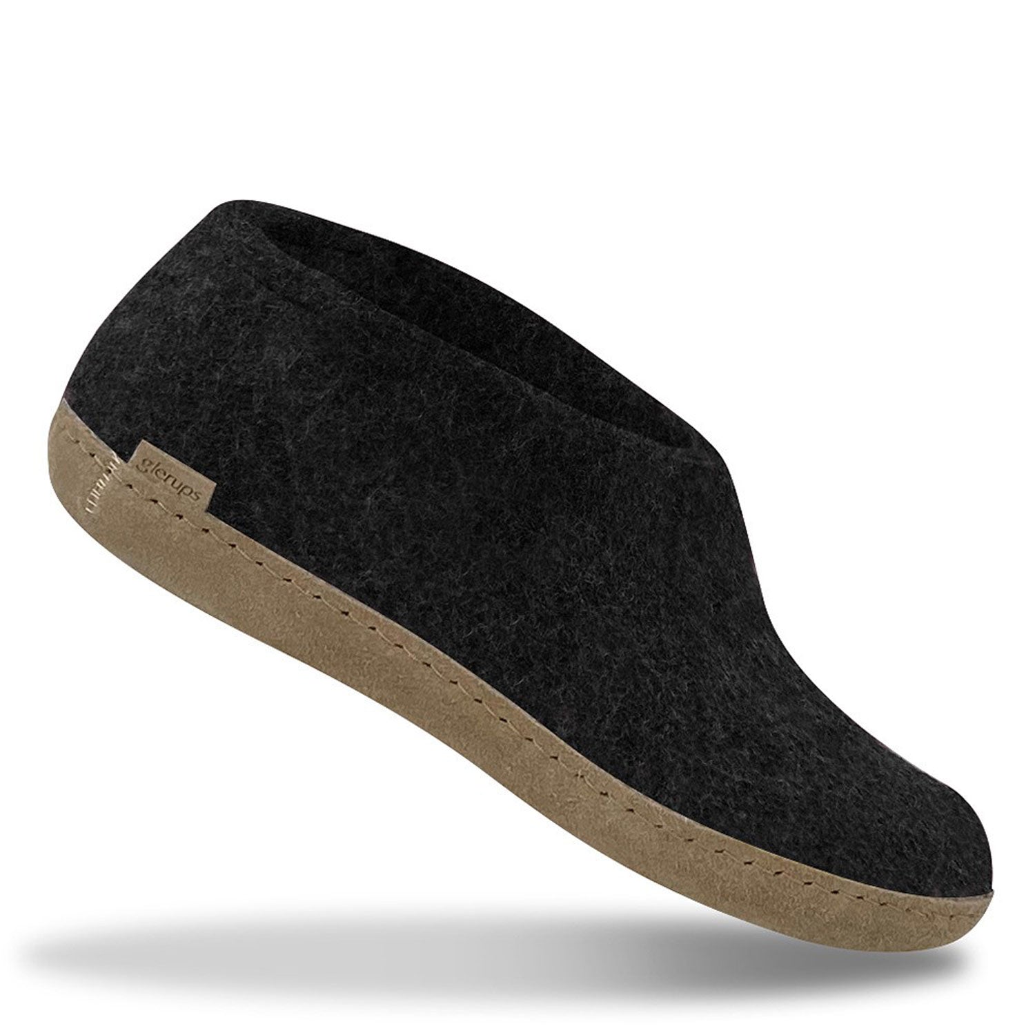 A Single black Glerups in the shoe style with leather soles