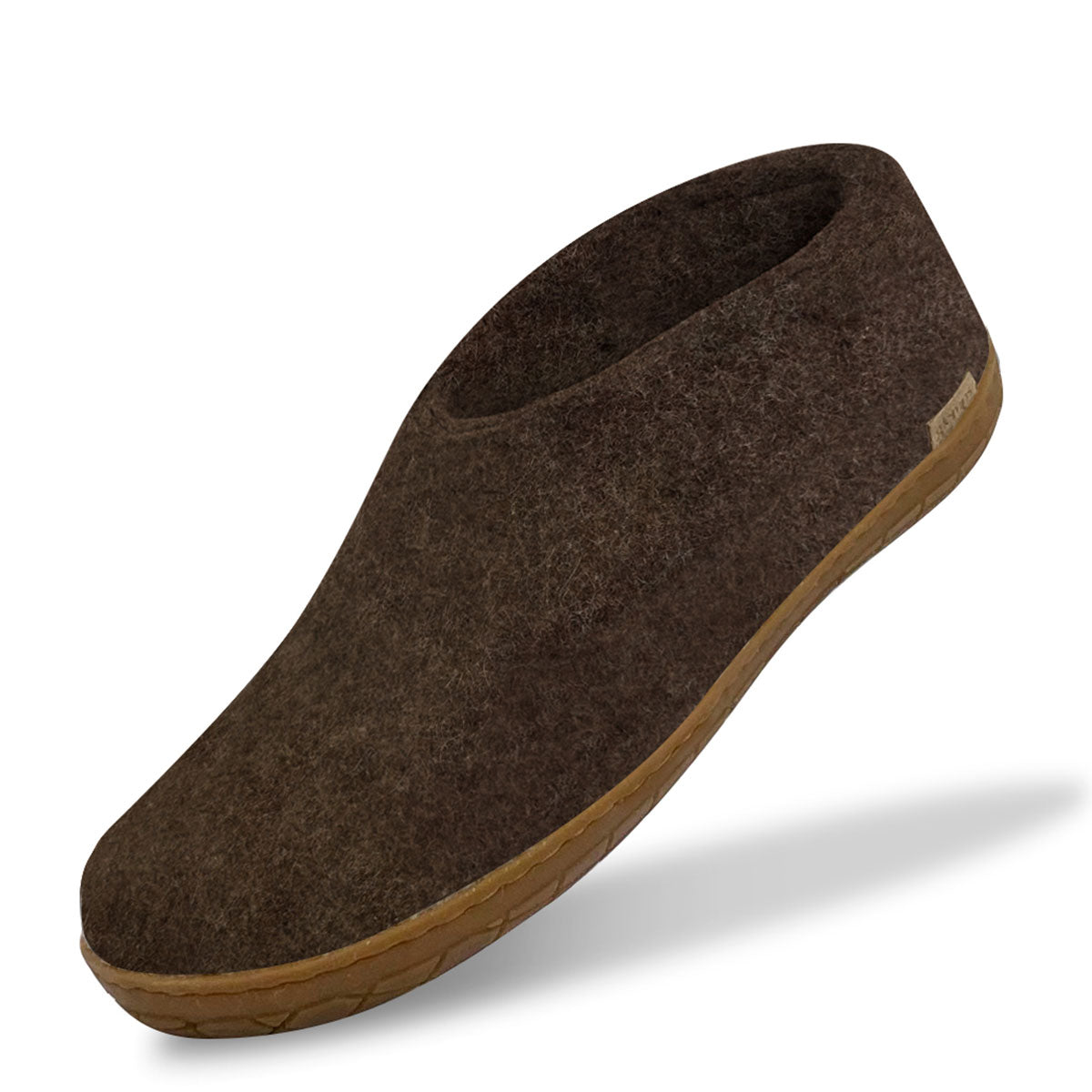A single Chestnut Glerups shoe with a natural rubber sole