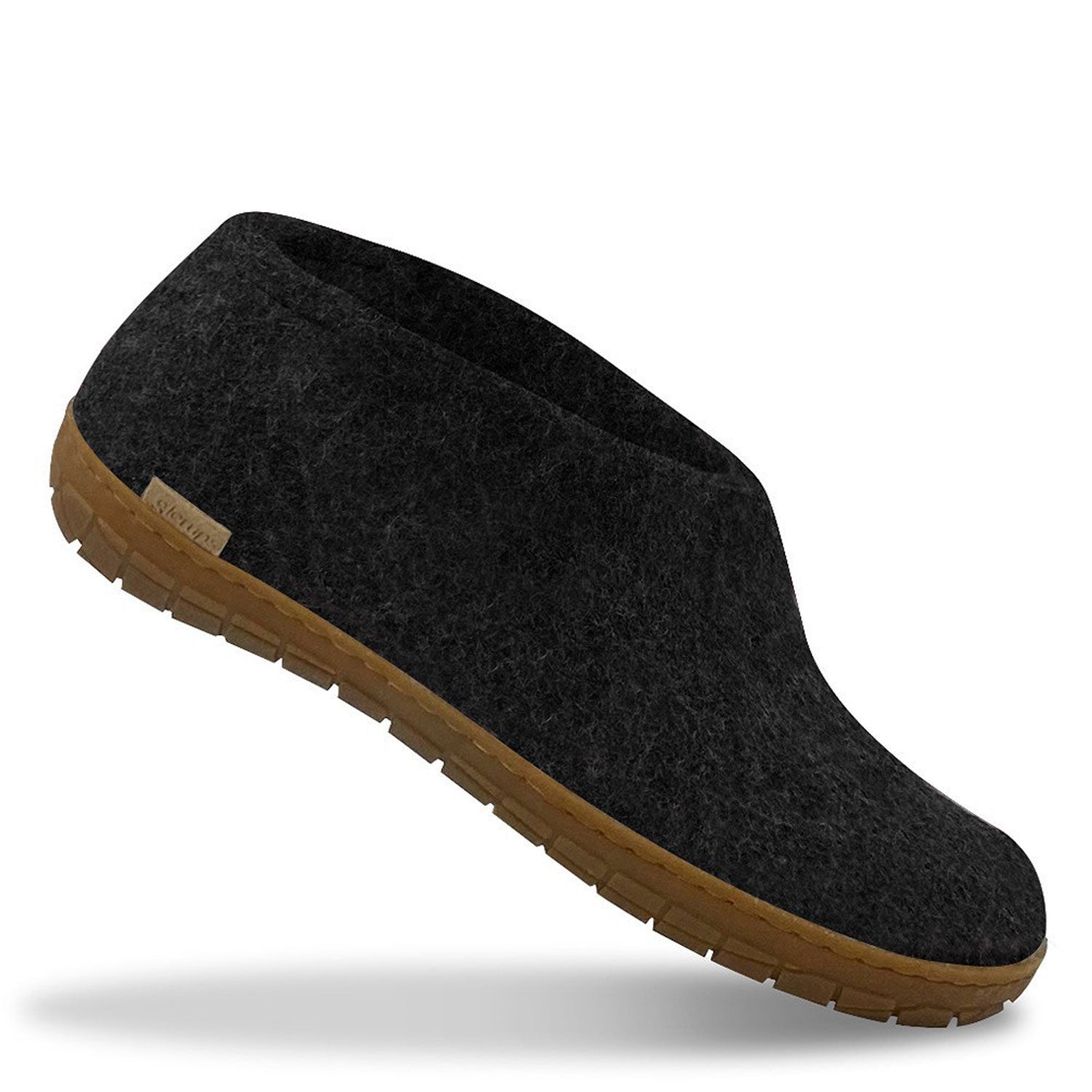 A single charcoal Glerups shoe with rubber sole