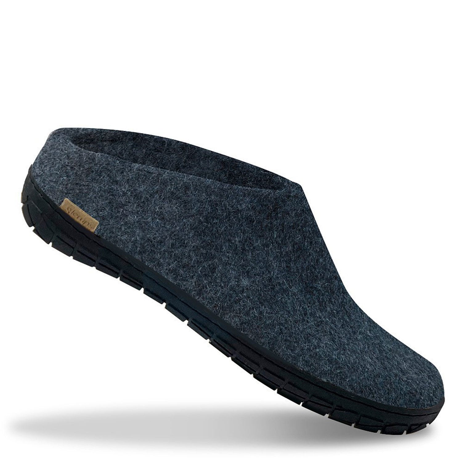 Black rubber soled Glerups mule in denim
