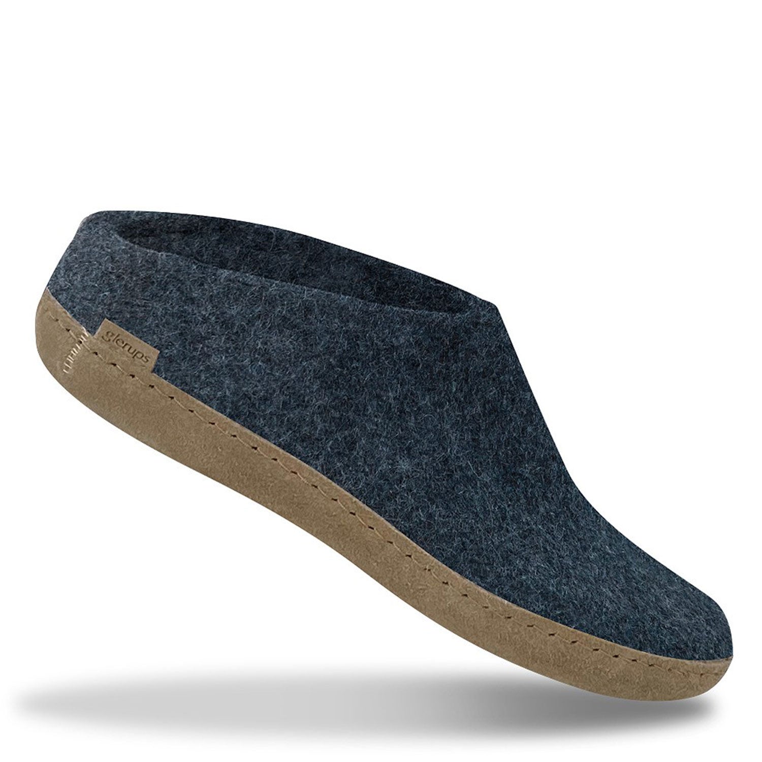 Demin Glerups Slipper with Natural Leather Sole.
