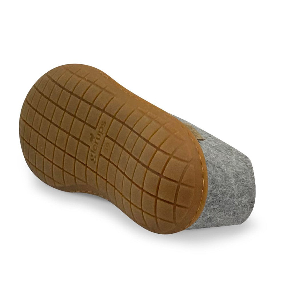 Underside view of Glerups Felt Rubber Sole Shoe - Grey