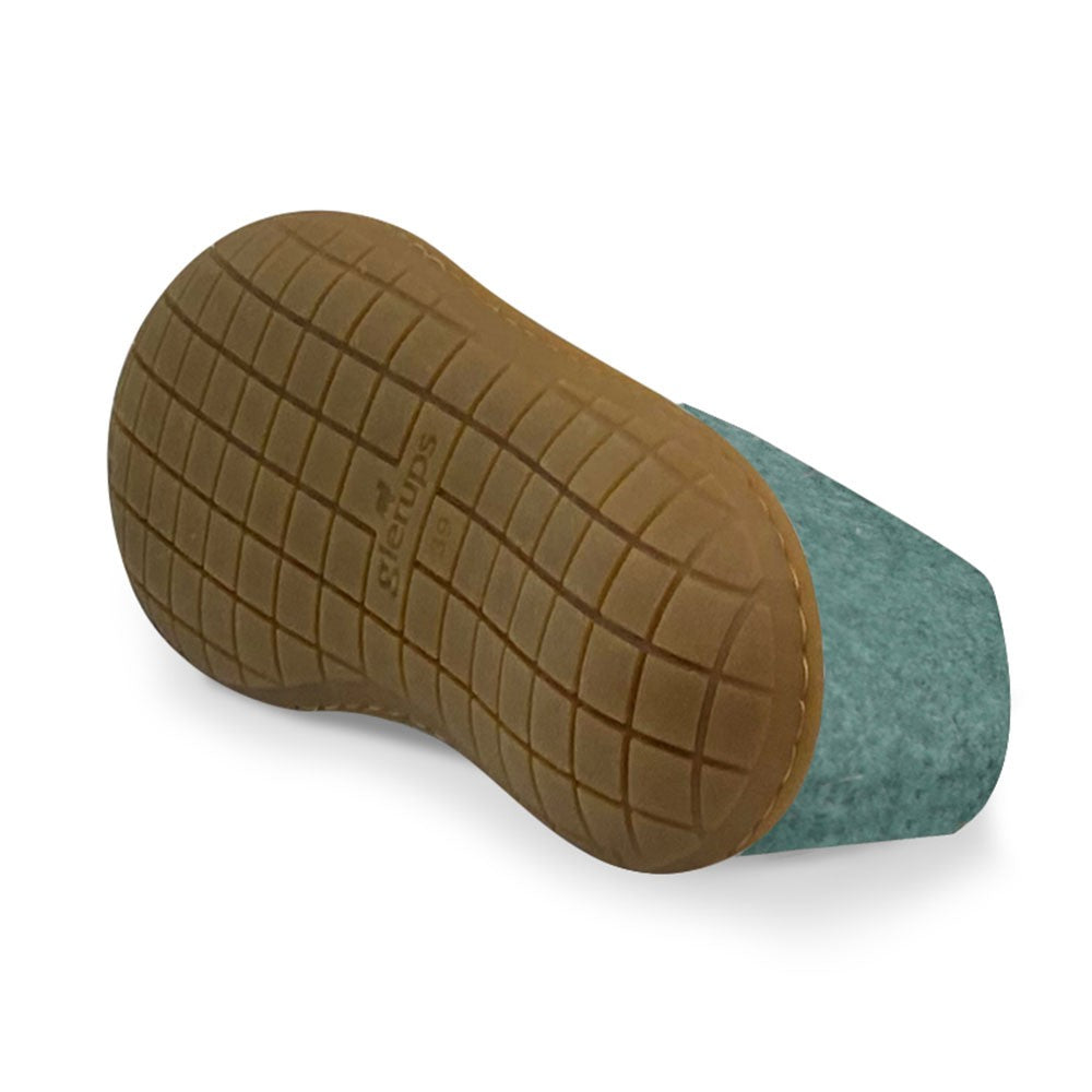 Underside view of Glerups Felted Wool Rubber Sole Shoe - North Sea