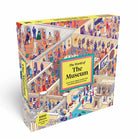 A 1000-piece jigsaw puzzle box titled 'The World of The Museum' featuring a highly detailed, colorful cartoon illustration of a bustling museum interior.